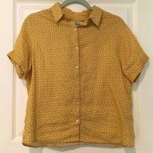 Rachel Zoe 100% Linen Polka Dot Button-Up Shirt